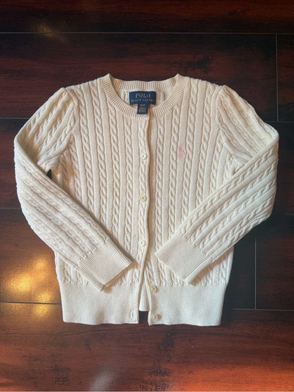 Polo by Ralph Lauren Cream Cable-Knit Button Cardigan Kids 3T